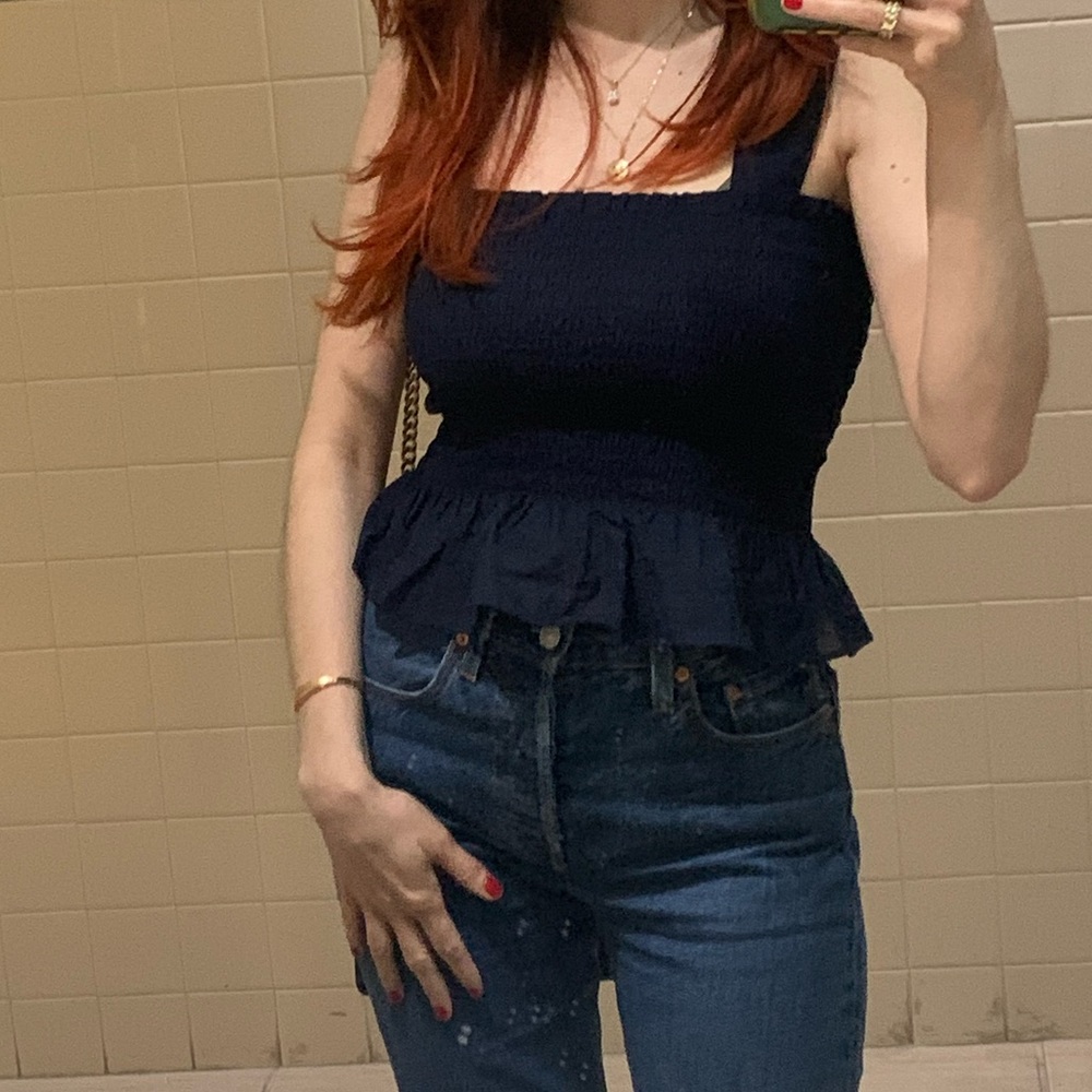 Uniqlo navy blue peplum top